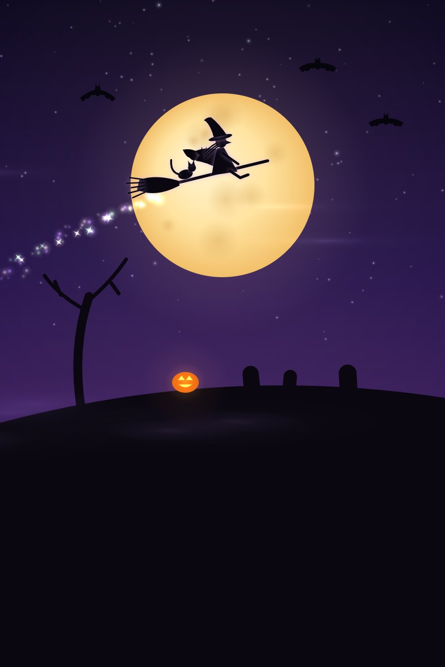 Witch's Flight, an animated Halloween card from CardRoots